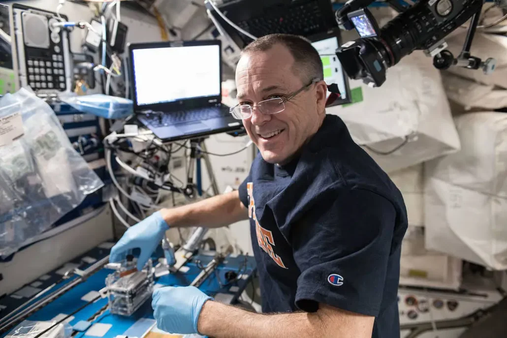 Astronaut Ricky Arnold working with miniPCR
