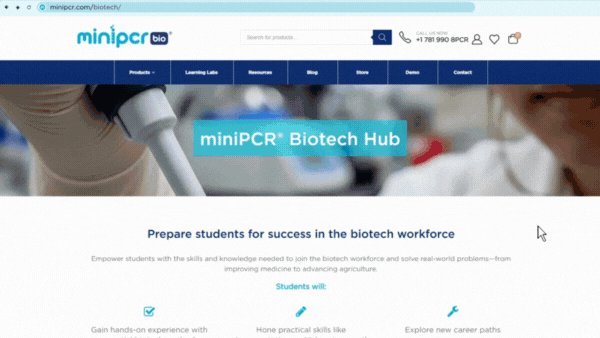Usage of the miniPCR® biotech course builder for Learning Lab selection based on units, topics, techniques, and skill levels